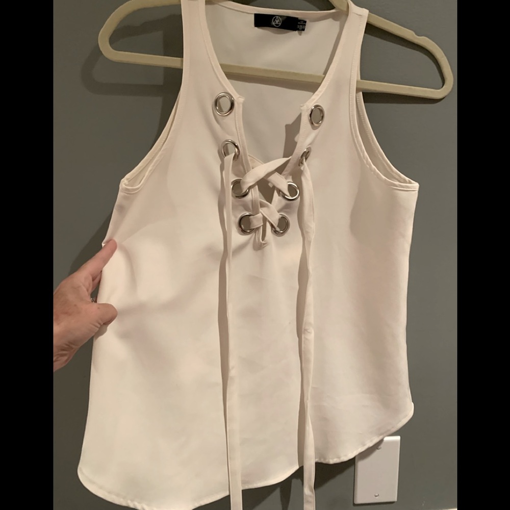 Misguided Cream Sleeveless Tie Up Blouse